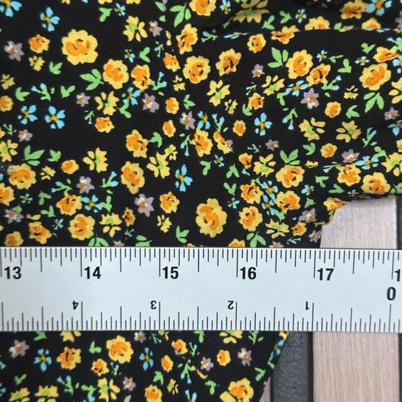 Faithful The Brand Sun Dress US 2 Womens Black Yellow Confetti 3/4 Sleeve Mini - Picture 3 of 8